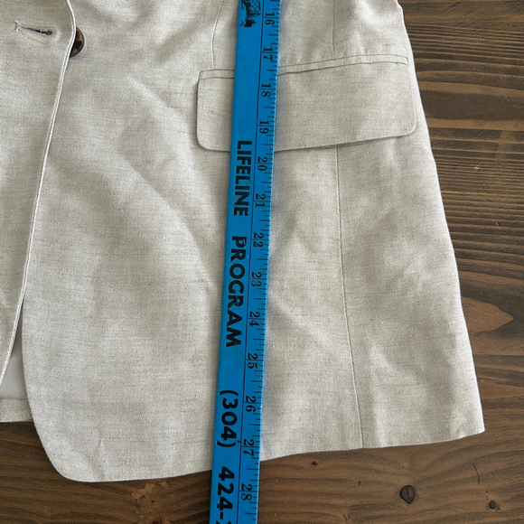 Women's LOFT Beige Linen Blend Blazer Jacket Size 6 Single Button Lightweight - Picture 7 of 10